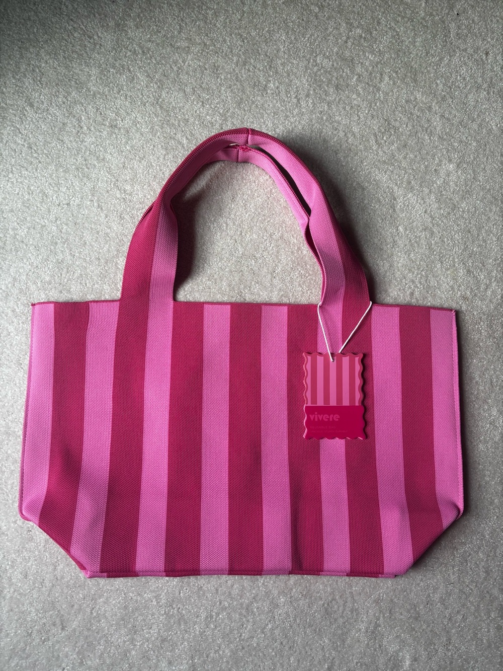 Vivere Pink Striped Tote Bag